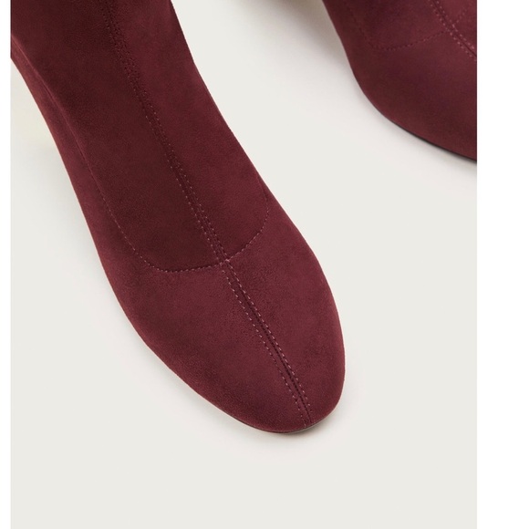 Metallic Heel High Boots Wine Gold Zip Accents - Picture 4 of 6